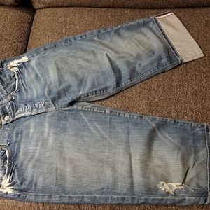 Crop distress ripped jeans